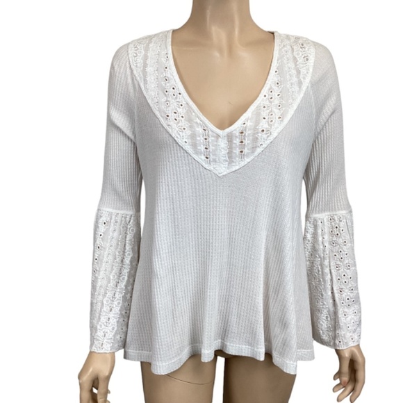 Free People Parisian Nights white long sleeve Boho embroidered top size XS Xsmal - Picture 5 of 12